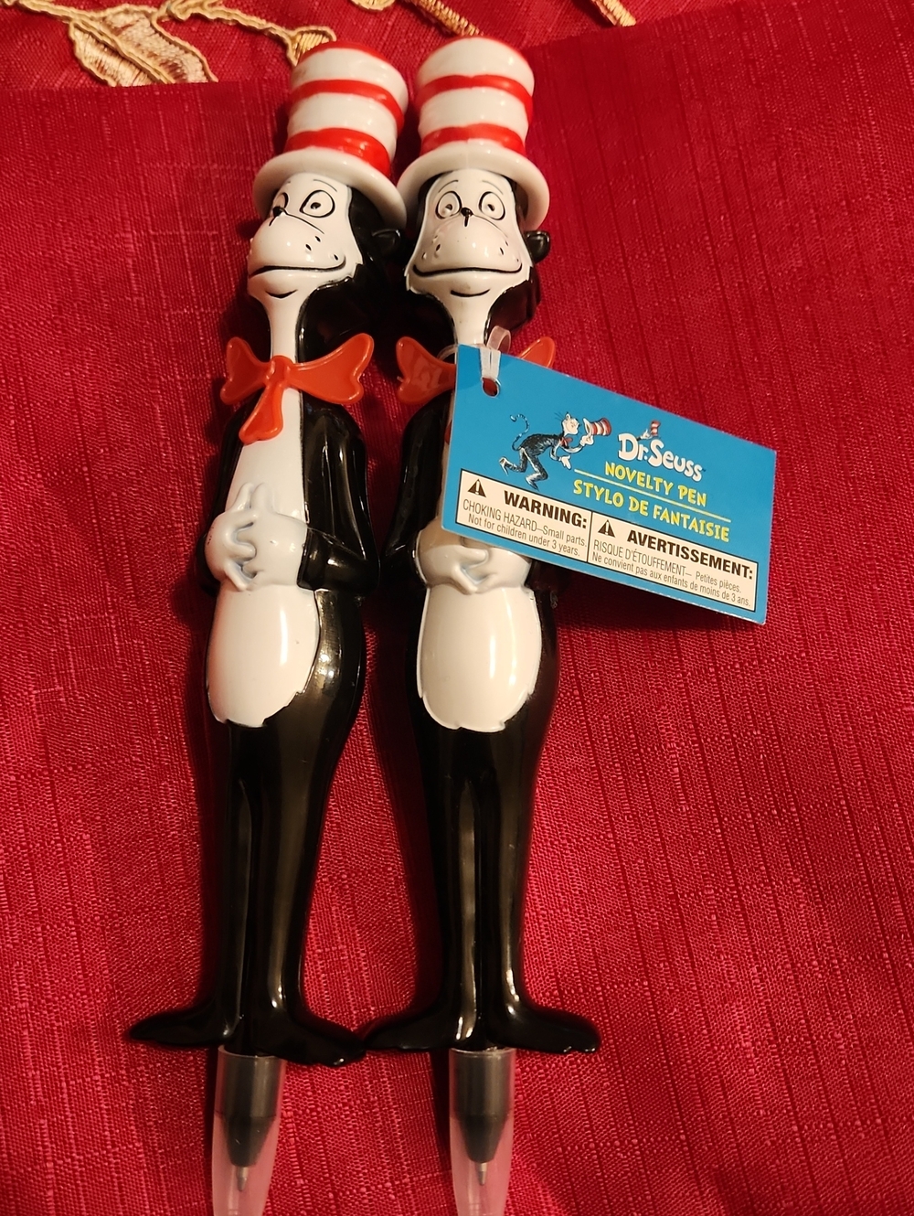 Dr. Seuss Cat in the Hat Pens - Red, White, Black (Pair)